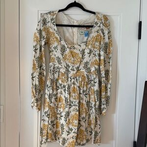 Agua Bendita Floral Dress with Yellow and Green Accents
